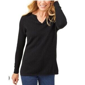 J. McLaughlin Sweater Women S Lochlann Black 100% Cashmere Split Neck Soft